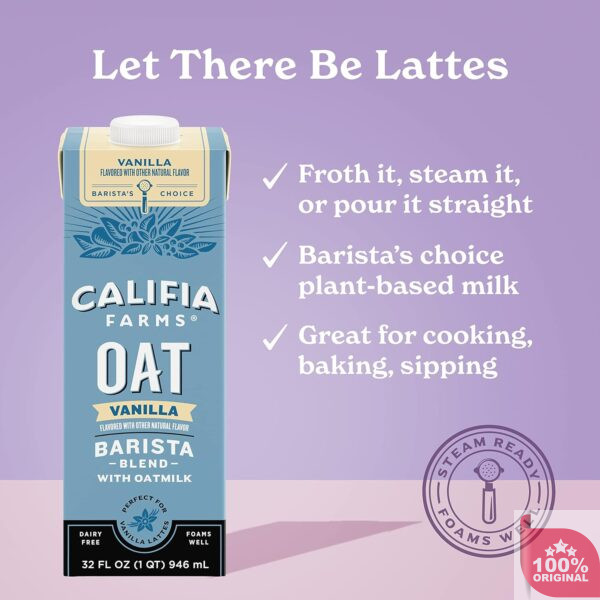 Califia Farms – Vanilla Oat Barista Blend Oat Milk 946ml (Pack of 6) - Image 3